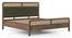 Hanoi Solid Wood Cane Queen Size - Non-storage - Bed In Danish walnut Finish, Fabric - Deep olive (King Bed Size, Danish Walnut Finish) by Urban Ladder - Zoomed Image - 