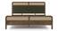 Hanoi Solid Wood Cane Queen Size - Non-storage - Bed In Danish walnut Finish, Fabric - Deep olive (King Bed Size, Danish Walnut Finish) by Urban Ladder - Top Image - 