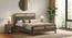 Hanoi Solid Wood Cane Queen Size - Non-storage - Bed In Danish walnut Finish, Fabric - Deep olive (Queen Bed Size, Danish Walnut Finish) by Urban Ladder - Close View - 1004195