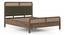 Hanoi Solid Wood Cane Queen Size - Non-storage - Bed In Danish walnut Finish, Fabric - Deep olive (Queen Bed Size, Danish Walnut Finish) by Urban Ladder - Storage Image - 