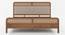 Hanoi Solid Wood Cane Queen Size - Non-storage - Bed In Danish walnut Finish, Fabric - Deep olive (King Bed Size, Amber Walnut Finish) by Urban Ladder - Top Image - 