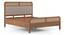 Hanoi Solid Wood Cane Queen Size - Non-storage - Bed In Danish walnut Finish, Fabric - Deep olive (Queen Bed Size, Amber Walnut Finish) by Urban Ladder - Zoomed Image - 