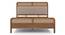 Hanoi Solid Wood Cane Queen Size - Non-storage - Bed In Danish walnut Finish, Fabric - Deep olive (Queen Bed Size, Amber Walnut Finish) by Urban Ladder - Top Image - 