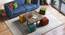 Tetra Square Solid Wood Coffee Table With Seats in Danish Walnut Finish Fabric Olive (Danish Walnut Finish) by Urban Ladder - - 