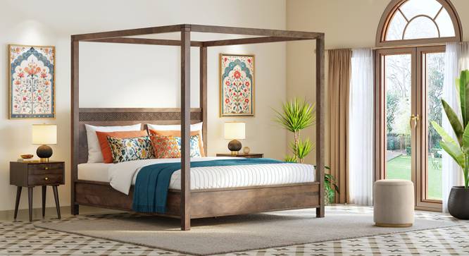 Arbor Solid Wood King Size Non-Storage Bed In Danish Walnut Finish (King Bed Size, Danish Walnut Finish) by Urban Ladder - - 