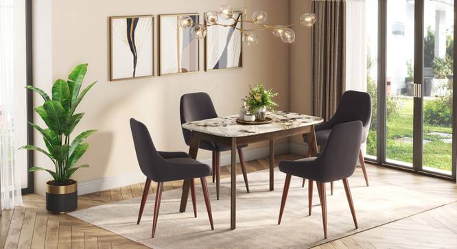 Lunar Alaska Exotic Stone 6 Seater Dining Table In Teak Finish (Teak Finish, Four Seater) by Urban Ladder - - 