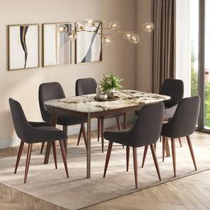 Terra Dining Room Collection Design Lunar 6 Seater Dining Table in Alaska Exotic Stone Finish
