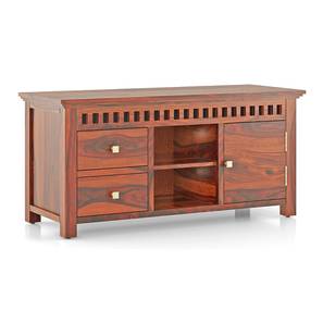 Fidora Solid Wood TV Unit in Honey Finish