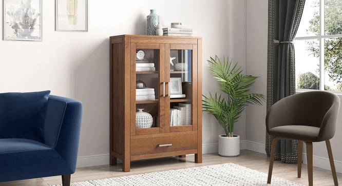 Carnegie Display Cabinet Amber walnut -Metal Channel (Amber Walnut Finish) by Urban Ladder - - 
