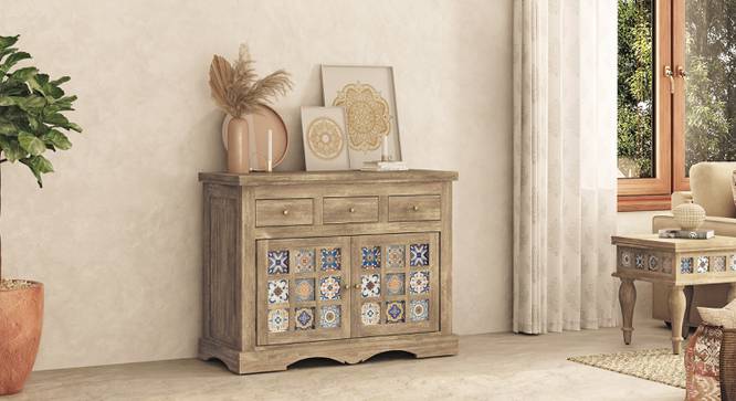 Azul Sideboard Finish Brushed walnut Metal channel (Brushed Bali Oak Finish) by Urban Ladder - Close View - 