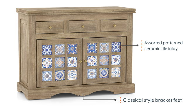 Azul Sideboard Finish Brushed walnut Metal channel (Brushed Bali Oak Finish) by Urban Ladder - - 
