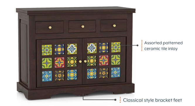 Azul Sideboard Finish Brushed walnut Metal channel (Brushed walnut Finish) by Urban Ladder - - 