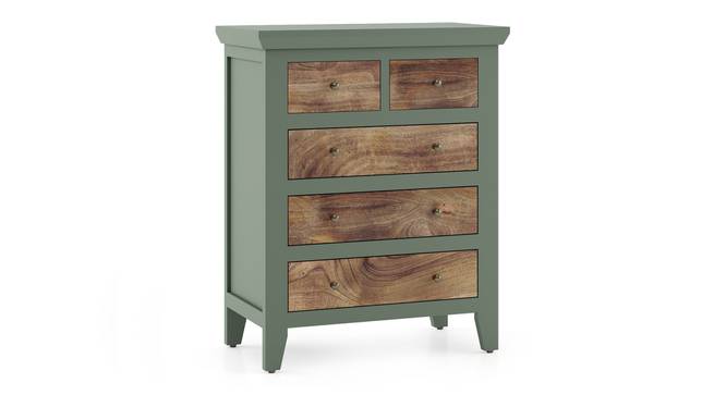 Avelin Chest of Drawer-Finish- Sage green with Burnt mango - Metal Channel (Sage Green Finish) by Urban Ladder - - 