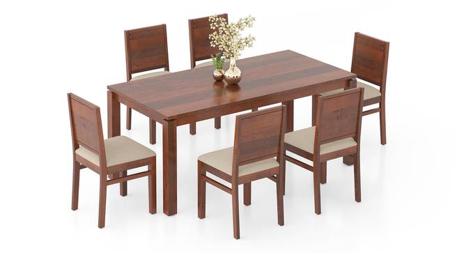 Atlas Solid Wood 6 Seater Dining Table In Honey Finish with Atlas Dining Chairs Set of 2 Finish  Honey Colour Wheat Brown (Wheat Brown, HONEY Finish, 6 No of Chairs, 6 Table Seating Capacity) by Urban Ladder - - 1004486