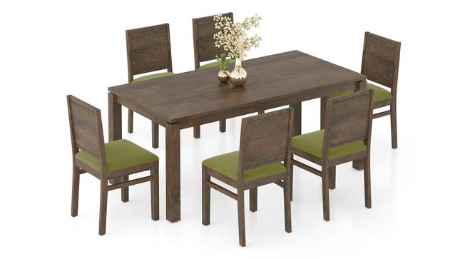 Atlas Solid Wood 6 Seater Dining Table In Danish Walnut Finish with Atlas Dining chair Set of 2 Finish Danish walnut Colour Wheat Brown (Avocado Green, Danish Walnut Finish, 6 No of Chairs, 6 Table Seating Capacity) by Urban Ladder - - 1004491