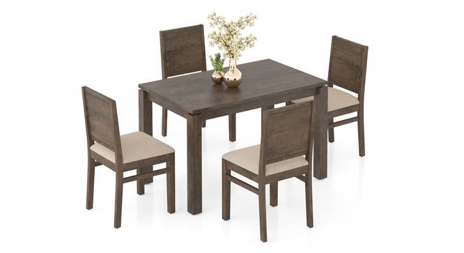 Atlas Solid Wood 4 Seater Dining Table with Atlas Dining chairs (Wheat Brown, Danish Walnut Finish, 4 No of Chairs, 4 Table Seating Capacity) by Urban Ladder - Close View - 1004557