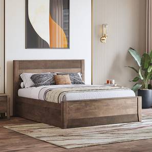 Queen Beds With Storage Design Toledo Solid Wood Queen Size Hydraulic Storage Bed in Danish Walnut Finish