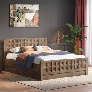 Terra Bedroom Collection Design Baori Solid Wood Queen Size Hydraulic Storage Bed in Danish Walnut Finish