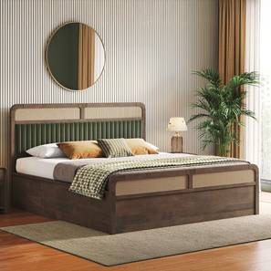 Terra Bedroom Collection Design Hanoi Solid Wood King Size Hydraulic Storage Bed in Danish Walnut Finish