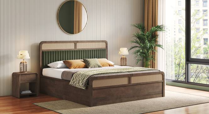 Hanoi Solid Wood Hydraulic storage Bed (King Bed Size, Hydraulic Storage Type, Danish Walnut Finish) by Urban Ladder - - 1005515