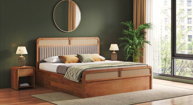Hanoi Solid Wood Hydraulic storage Bed (King Bed Size, Amber Walnut Finish, Hydraulic Storage Type) by Urban Ladder - - 1005517