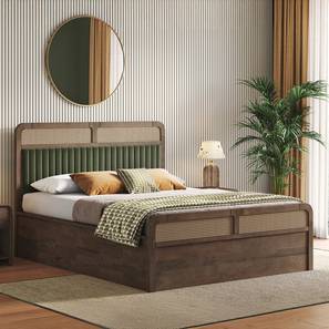 Queen Beds With Storage Design Hanoi Solid Wood Queen Size Hydraulic Storage Bed in Danish Walnut Finish