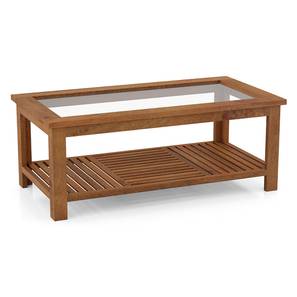 Claire Rectangular Solid Wood Coffee Table in Amber Walnut Finish