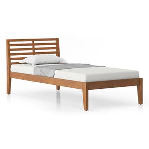 Elwyn Solid Wood Single Size Non Storage Bed in Amber Walnut Finish