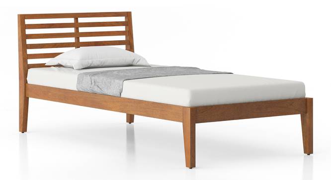 Elwyn Non-Storage Single Bed -Finish- Amber Walnut (Single Bed Size, Amber Walnut Finish) by Urban Ladder - - 