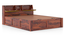 Jenning Solid Wood Queen Size Box Storage Bed In Honey Finish, Fabric - Olive Green Honduras (King Bed Size, HONEY Finish, Hydraulic Storage Type) by Urban Ladder - - 1005579