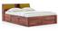 Jenning Solid Wood Queen Size Box Storage Bed In Honey Finish, Fabric - Olive Green Honduras (Queen Bed Size, Box Storage Type, HONEY Finish) by Urban Ladder - - 1005599