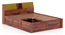 Jenning Solid Wood Queen Size Box Storage Bed In Honey Finish, Fabric - Olive Green Honduras (Queen Bed Size, Box Storage Type, HONEY Finish) by Urban Ladder - - 1005602