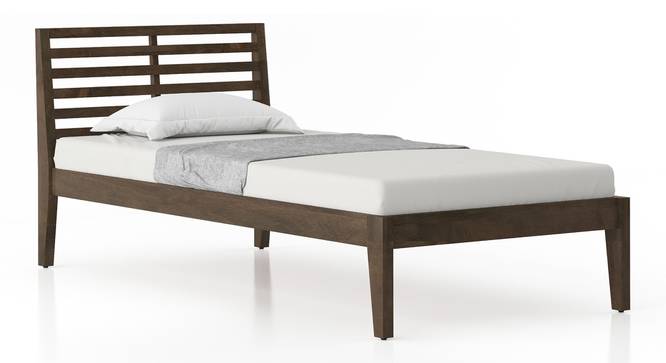 Elwyn Non-Storage Single Size Bed (Single Bed Size, Danish Walnut Finish) by Urban Ladder - - 