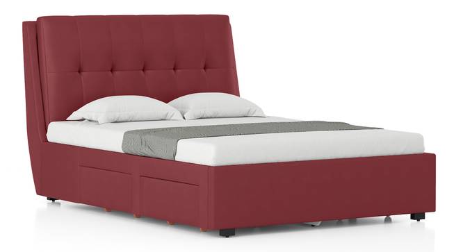 Bornholm Upholstered Storage Bed (Queen Bed Size, Burgundy Leatherette) by Urban Ladder - - 