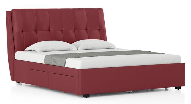 Bornholm Upholstered Storage Bed (King Bed Size, Burgundy Leatherette) by Urban Ladder - - 