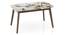 Lunar Alaska Exotic Stone 4 Seater Dining Table with set of 4 Bren Swivel Dining Chairs (Ivory, Danish Walnut Finish, 4 No of Chairs, 4 Table Seating Capacity) by Urban Ladder - - 1006028