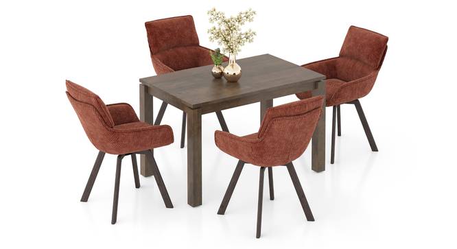 Atlas Solid Wood 4 Seater Dining Table With Bren Swivel Dining Chairs (Danish Walnut Finish, Auburn, 4 No of Chairs, 4 Table Seating Capacity) by Urban Ladder - - 1006223