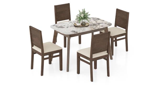 Lunar Alaska Exotic Stone 4 Seater Dining Tablet with Atlas Dining chairs Set (Wheat Brown, Danish Walnut Finish, 4 No of Chairs, 4 Table Seating Capacity) by Urban Ladder - - 