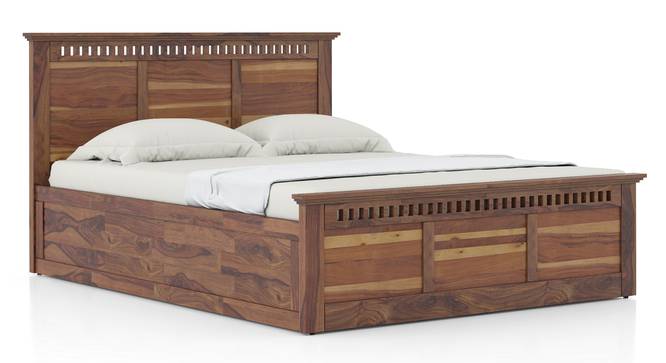 Fidora Solid Wood King Size Box storge Bed In Honey Finish (Teak Finish, Queen Bed Size, Hydraulic Storage Type) by Urban Ladder - - 