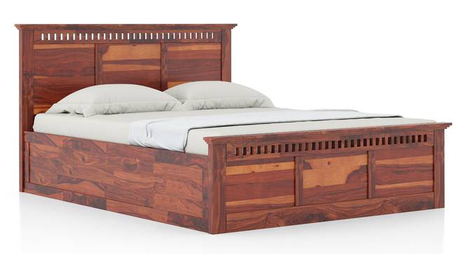 Fidora Solid Wood King Size Box storge Bed In Honey Finish (Queen Bed Size, Box Storage Type, HONEY Finish) by Urban Ladder - - 