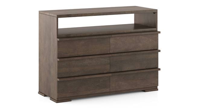 Ohio chest of drawers in American Walnut with Metal Channel (Danish Walnut Finish) by Urban Ladder - - 