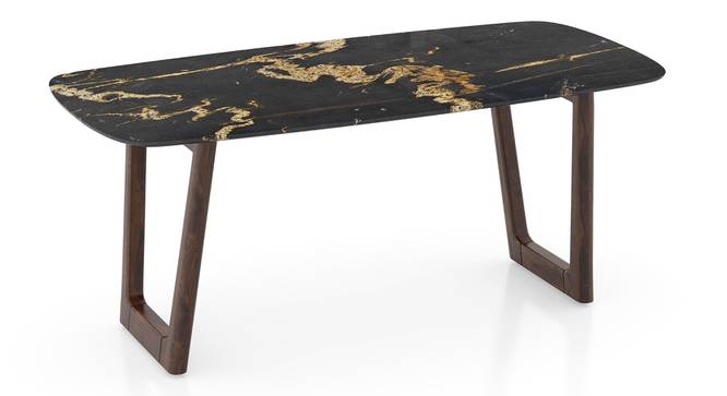 Adria Jade Green Marble 6 Seater Dining Table in New Walnut Finish (Six Seater, New Walnut Finish, Copa Cabana) by Urban Ladder - - 