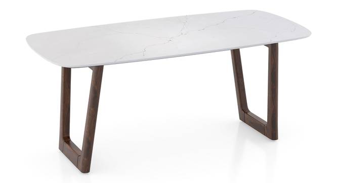Adria Jade Green Marble 6 Seater Dining Table in New Walnut Finish (Six Seater, New Walnut Finish, Carrara White) by Urban Ladder - - 
