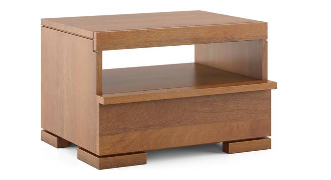 Ohio Bedside Table Finish- Mango Moghany -Metal Channel (Amber Walnut Finish) by Urban Ladder - - 