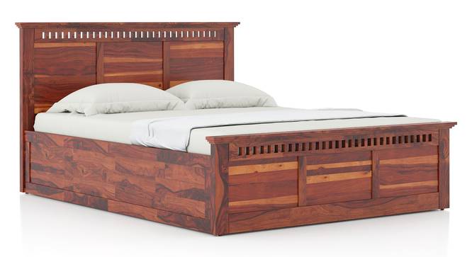 Fidora Solid Wood King Size Box storge Bed In Honey Finish (Queen Bed Size, HONEY Finish, Hydraulic Storage Type) by Urban Ladder - - 