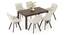 Atlas Solid Wood 6 Seater Compact Dining Table with Bren Swivel Dining Chairs (Ivory, Danish Walnut Finish, 6 No of Chairs, 6 Table Seating Capacity) by Urban Ladder - - 