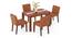 Atlas Crest Storage Solid Wood 4 Seater Dining Table with Ludo Dining Chairs (Tan Leatherette, HONEY Finish, 4 No of Chairs, 4 Table Seating Capacity) by Urban Ladder - - 