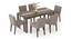 Atlas Crest Storage Solid Wood 6 Seater Dining Table with set of 6 Ludo Dining Chairs (Shitake Beige, Danish Walnut Finish, 6 No of Chairs, 6 Table Seating Capacity) by Urban Ladder - - 