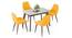 Lunar Grey Mirage Stone 4 Seater Dining Table with Rickman Lounge Chairs (Matty Yellow, 4 No of Chairs, 4 Table Seating Capacity, Grey Mirage Stone Finish) by Urban Ladder - - 