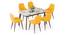 Lunar Alaska Exotic Stone 6 Seater Dining Table with Rickman Lounge Chairs (Matty Yellow, 6 No of Chairs, 6 Table Seating Capacity, Alaska Exotic Stone Finish) by Urban Ladder - - 